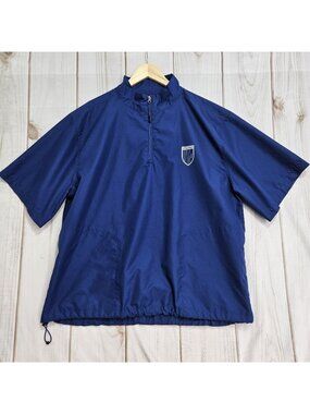 Nick Faldo Pullover Golf Jacket Mens XL Windbreaker Short Sleeve Pocket Blu Zip
